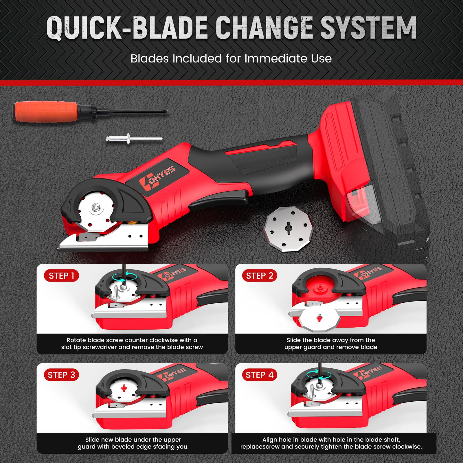 Ohyes cordless electric scissors Milwaukee 18V includes replacement blade for extended use