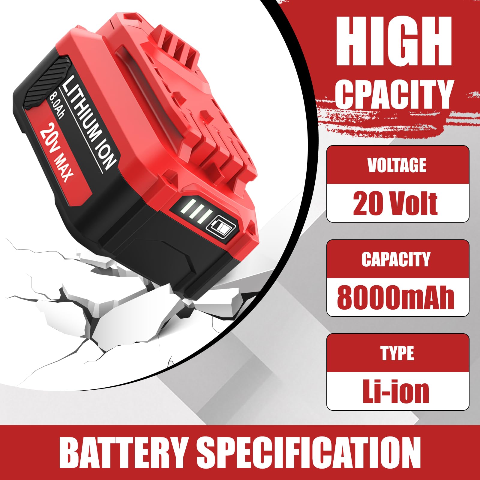 OHYES BAT CMCB206 LED indicator shows charge level clearly