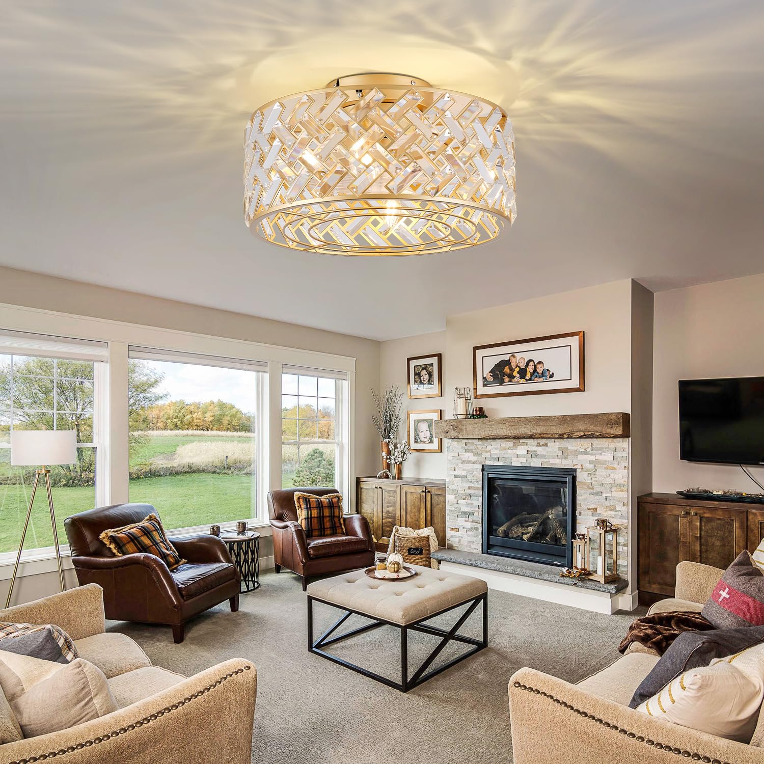 Oiotwo gold finish complements contemporary room decor
