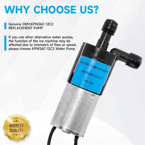 Oiuebxe KPW26C-12C2 pump back view shows compact OEM design for easy replacement