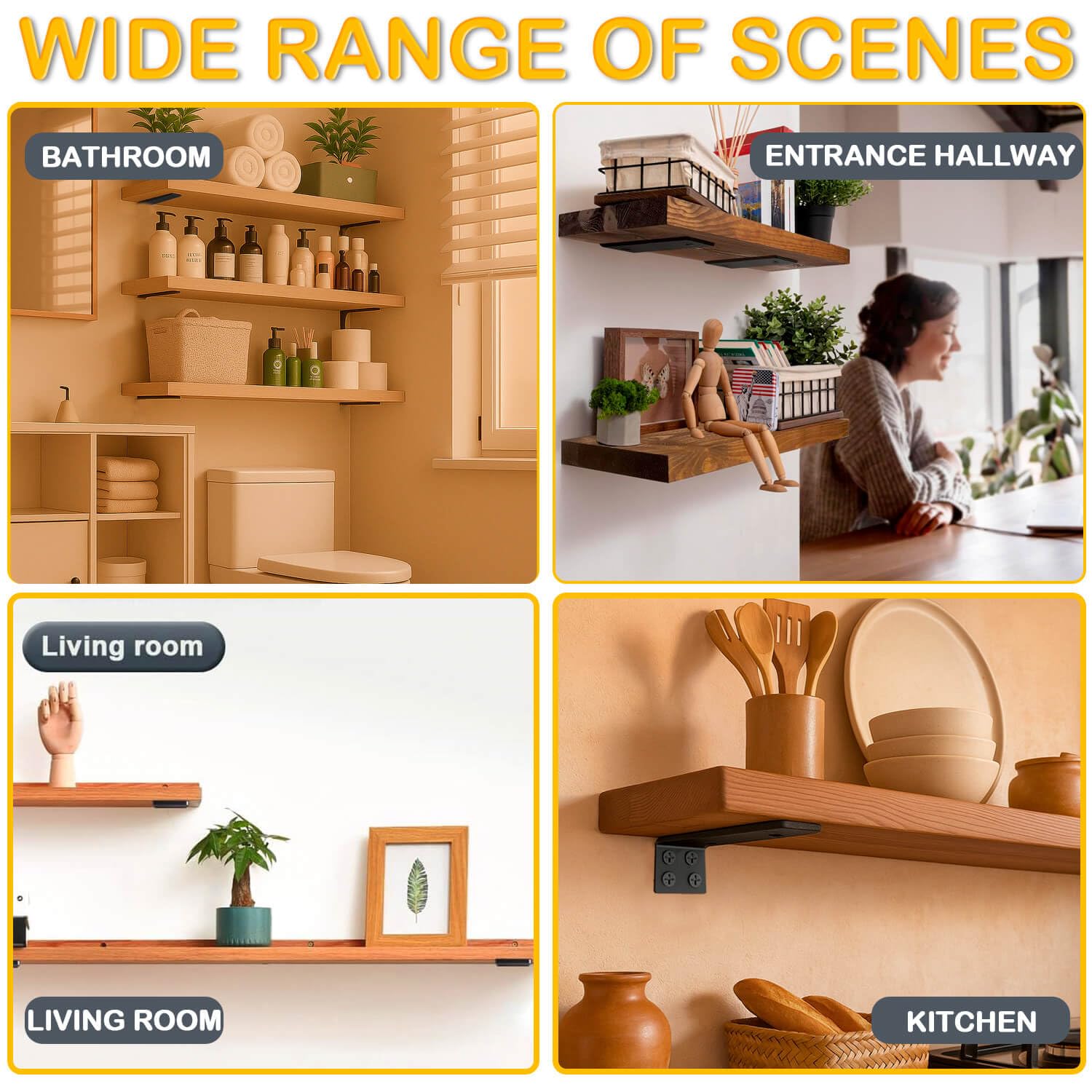 OIVGGUR reinforced thickened bracket offers durable long lasting shelving