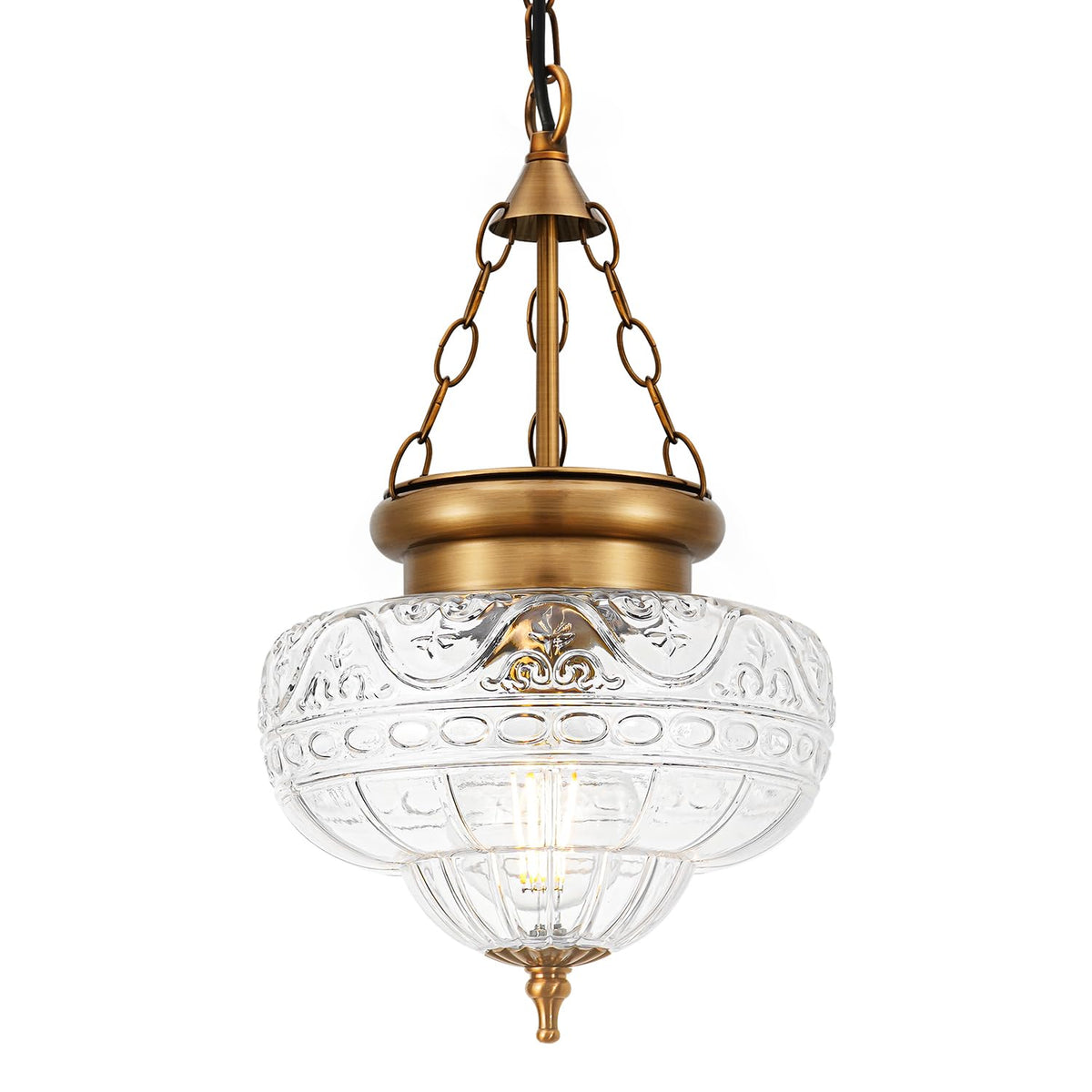 OIYIO vintage pendant light with bronze-gold finish for warm dining ambiance.