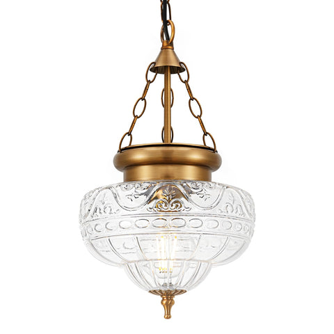 OIYIO vintage pendant light with bronze-gold finish for warm dining ambiance.