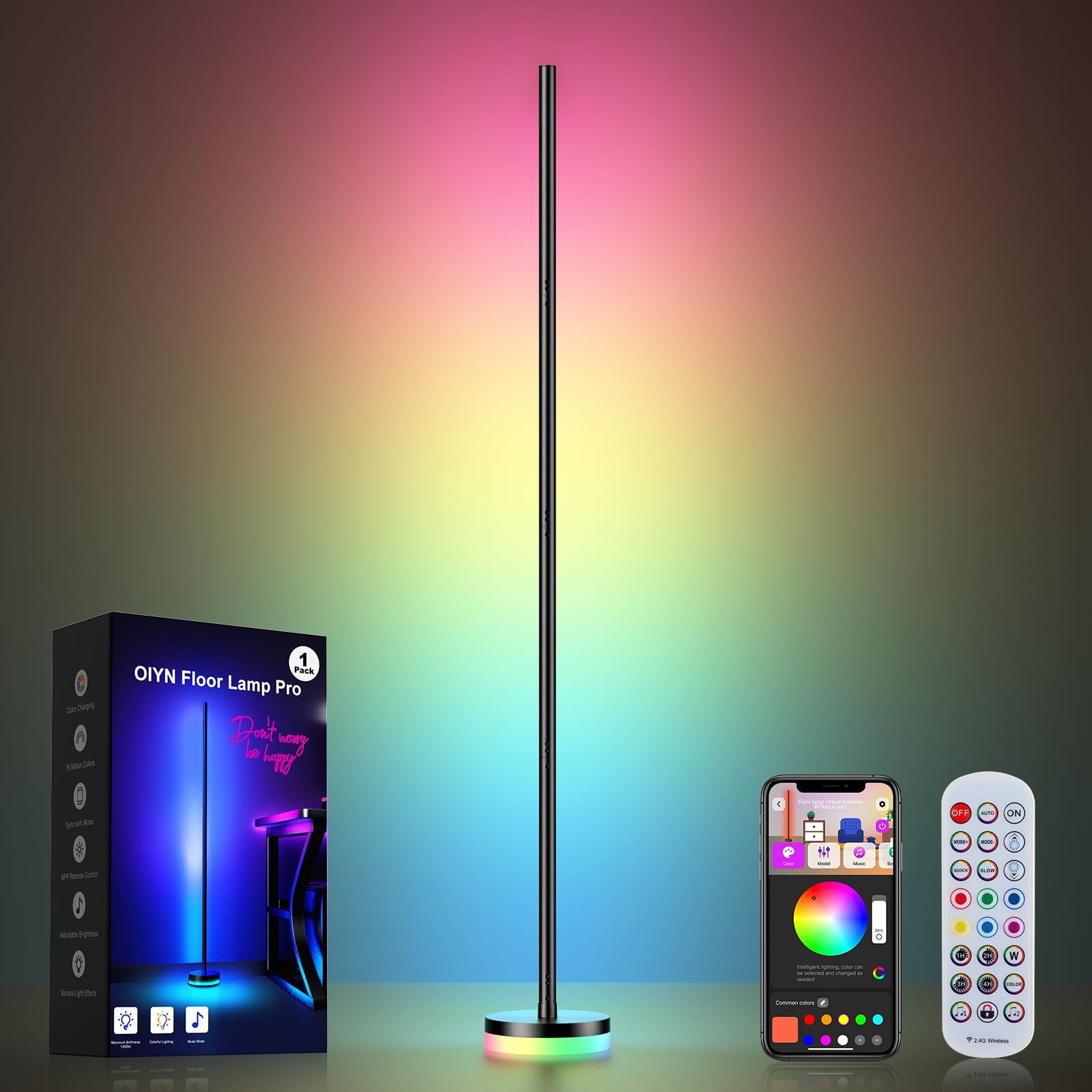 OIYN Corner Floor Lamp base and pole provide stable, modern lighting.