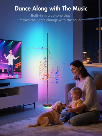 OIYN Corner Floor Lamp music sync reacts to music for immersive visuals.