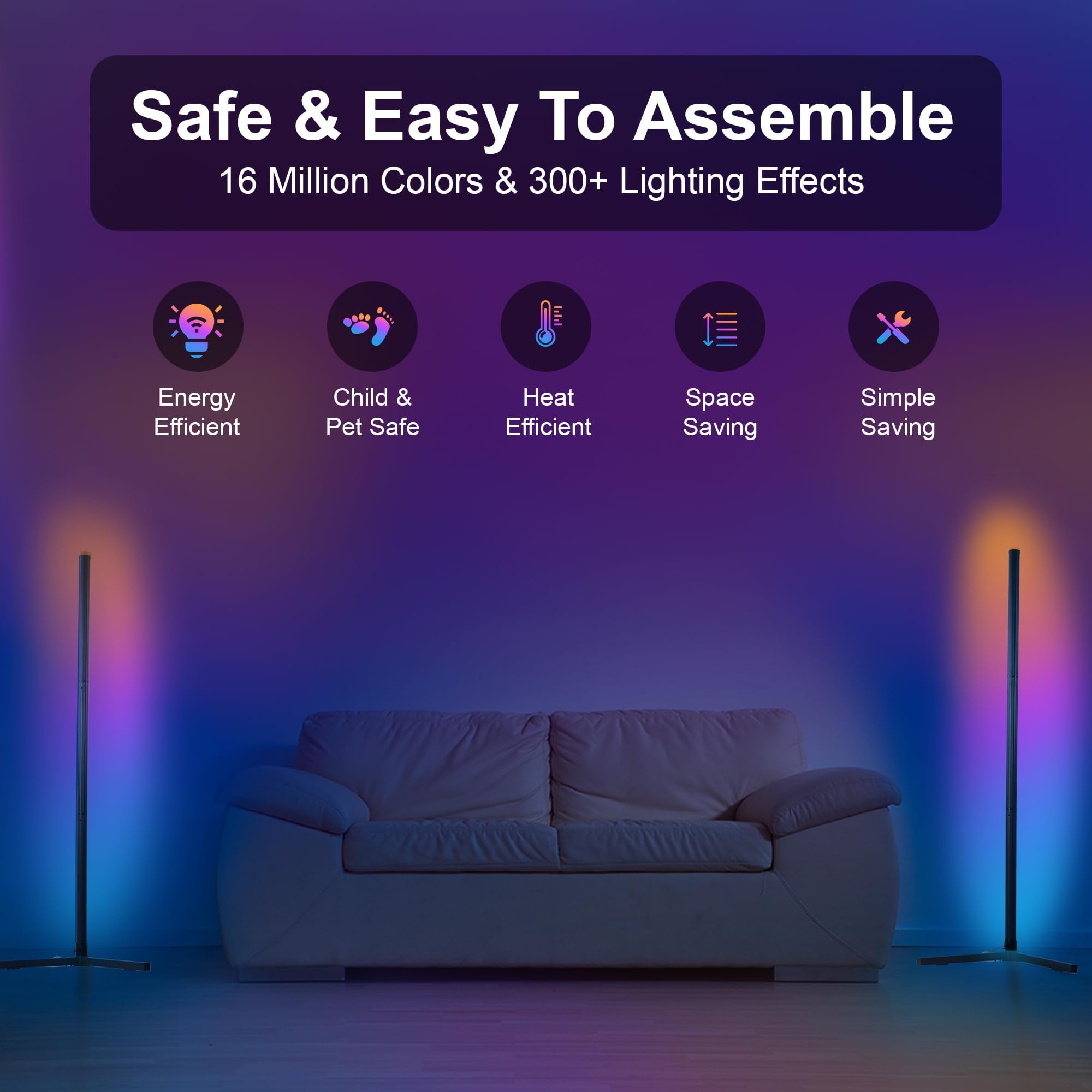 Oizuon corner-floor lamp remote control for quick adjustments.