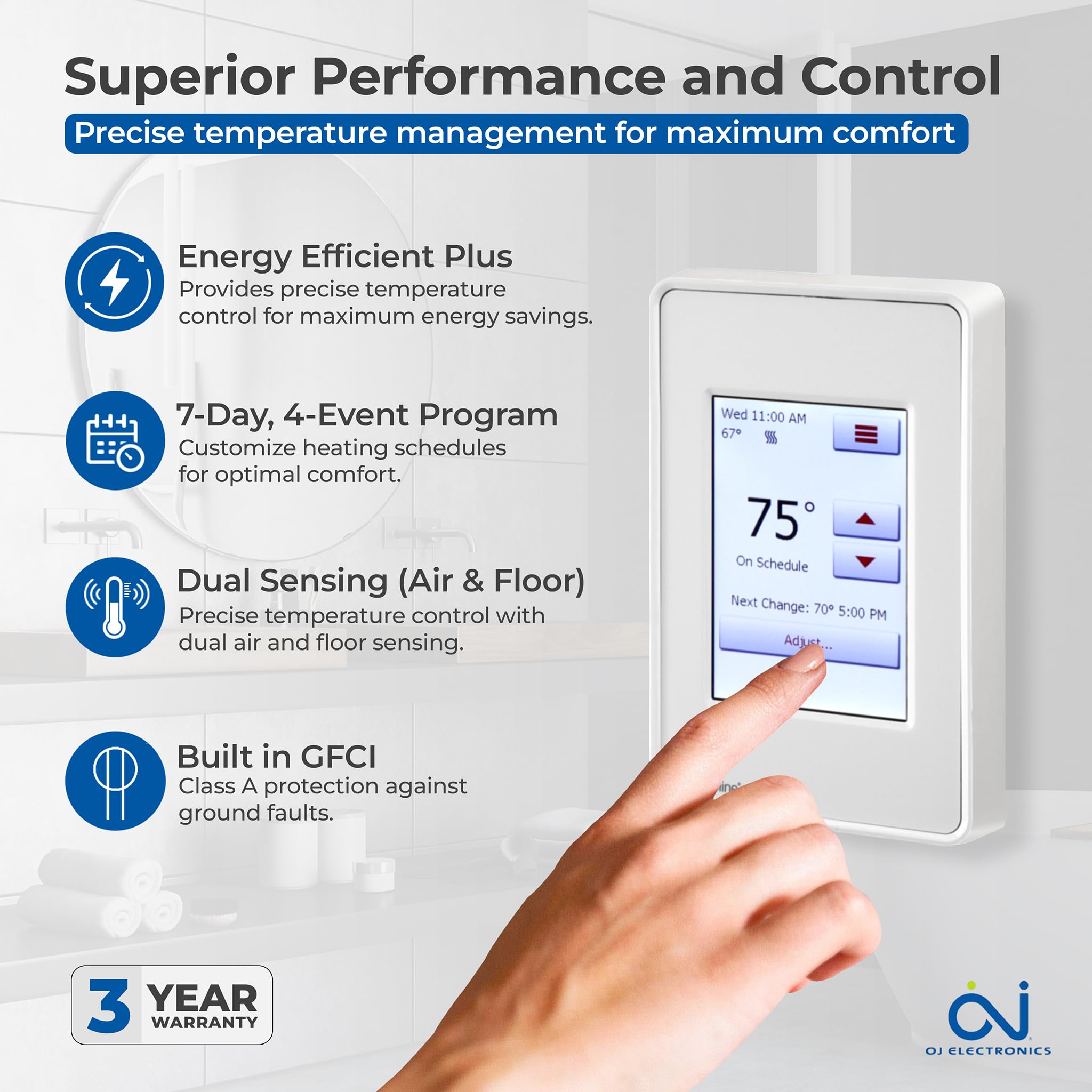 OJ Microline UDG4-4999 floor sensor enables uniform warmth across rooms.