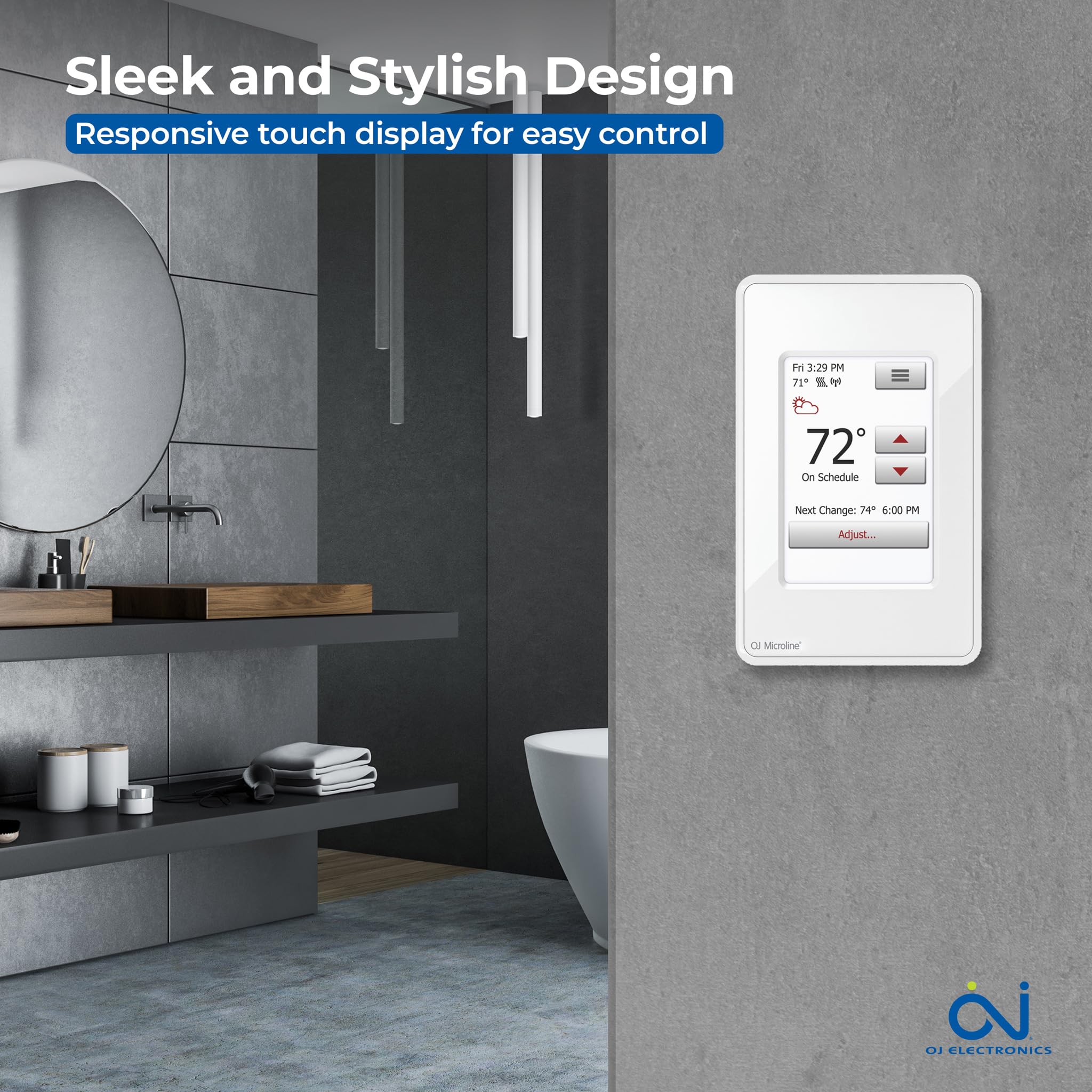 Dual-voltage setup supports 120V or 240V installations for flexible wiring.