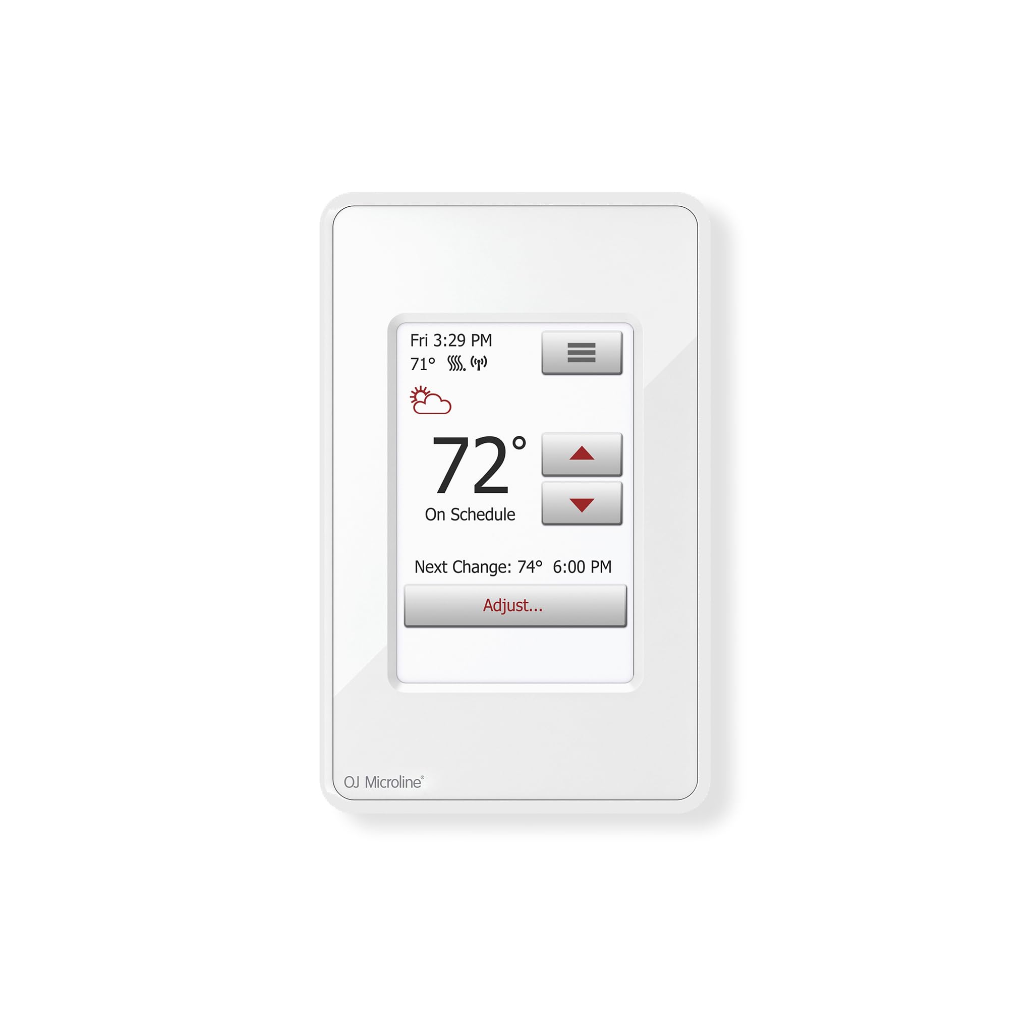 OJ Microline UWG4 WiFi thermostat with touchscreen for convenient remote control.