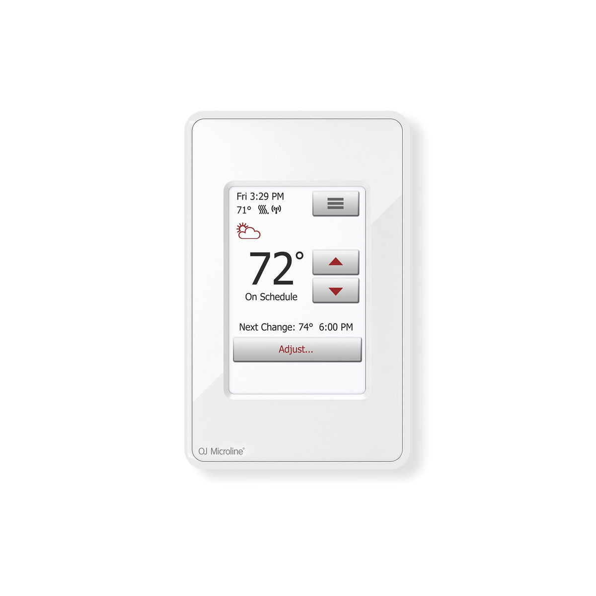 OJ Microline UWG4 WiFi thermostat with touchscreen for convenient remote control.