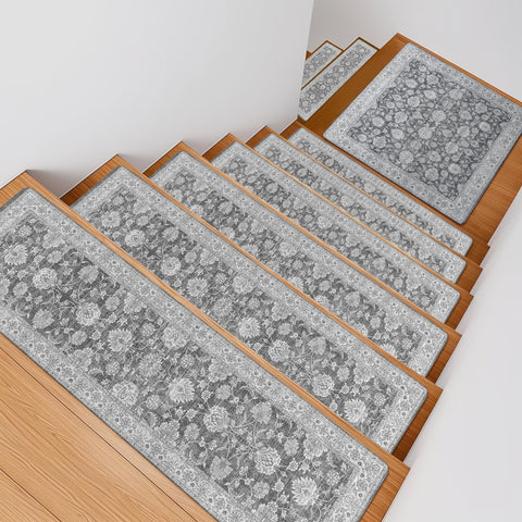 OJIA 31x31 gray stair mat fits standard wooden stairs with style.
