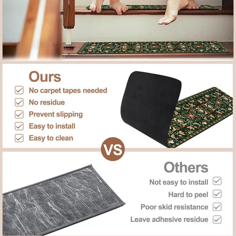 OJIA floral treads protect wood floors from scuffs.
