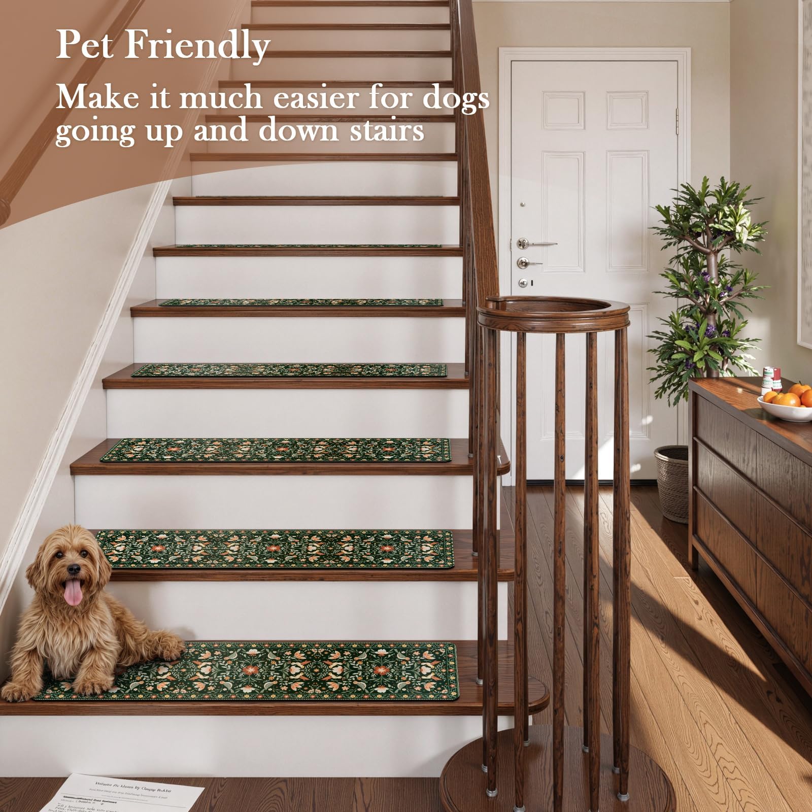 OJIA machine-washable stair treads simplify cleaning and care.