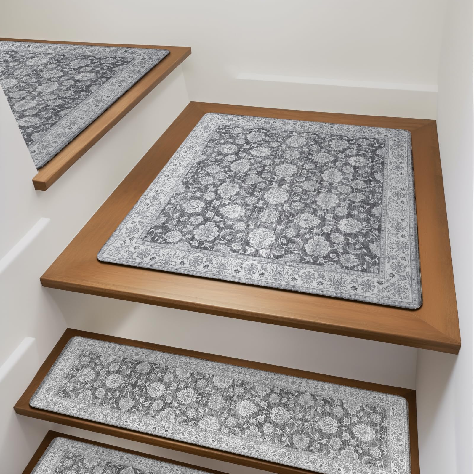 OJIA non-slip stair treads with rubber backing for secure steps and added safety.