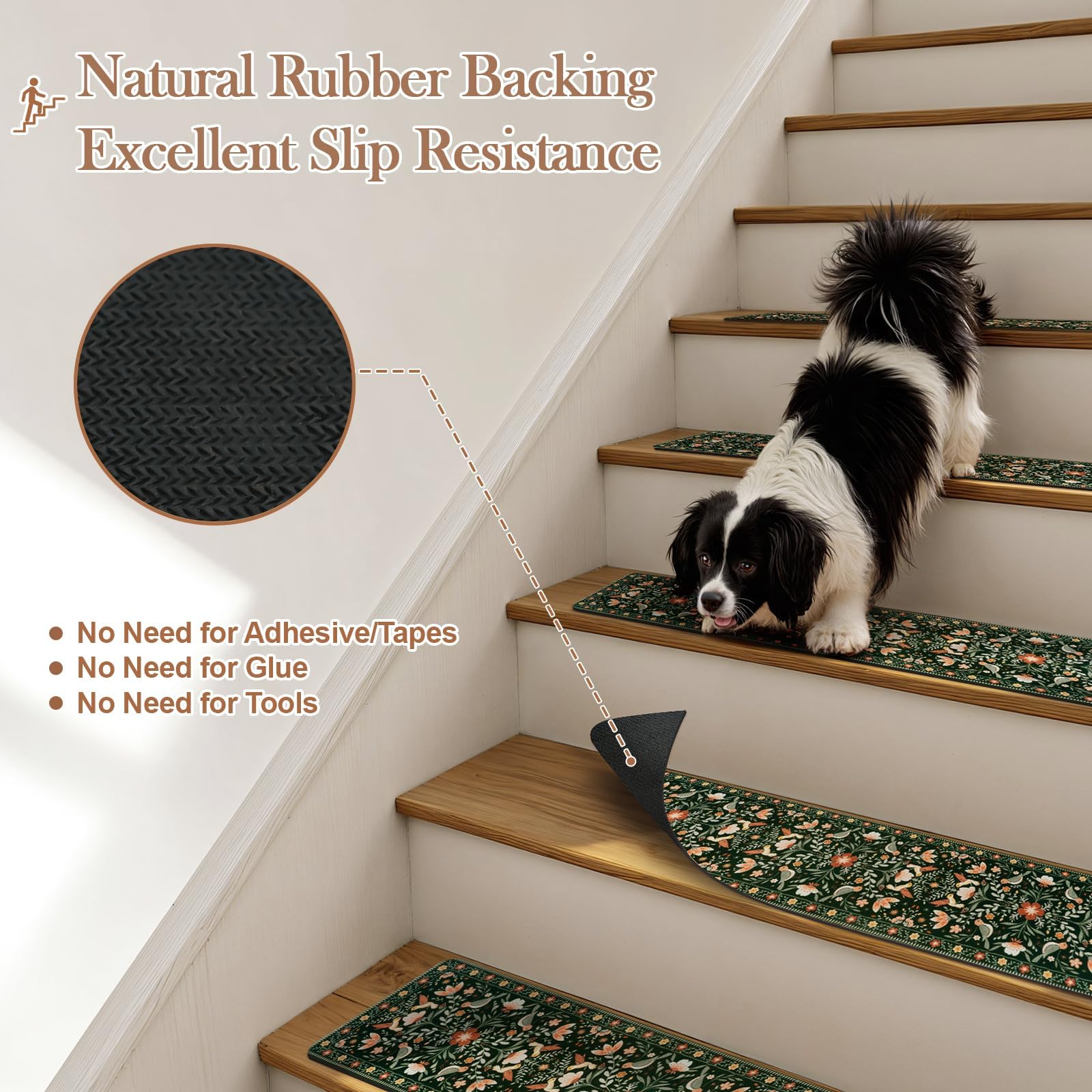 OJIA non-slip mats stay securely in place on stairs.