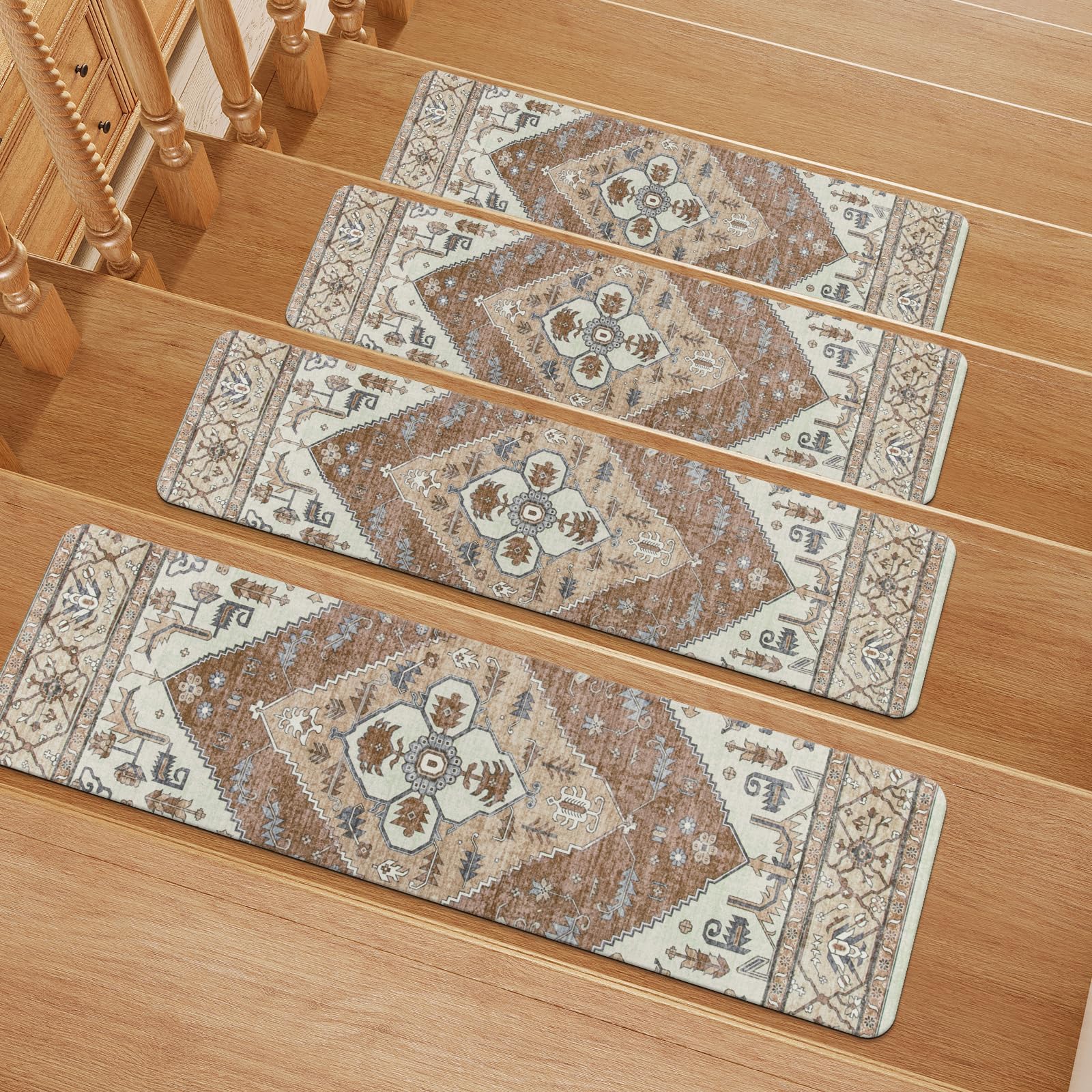 OJIA stair treads 30x8 non-slip with rubber backing for secure footing.