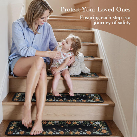 OJIA stair treads machine washable for easy cleaning maintenance