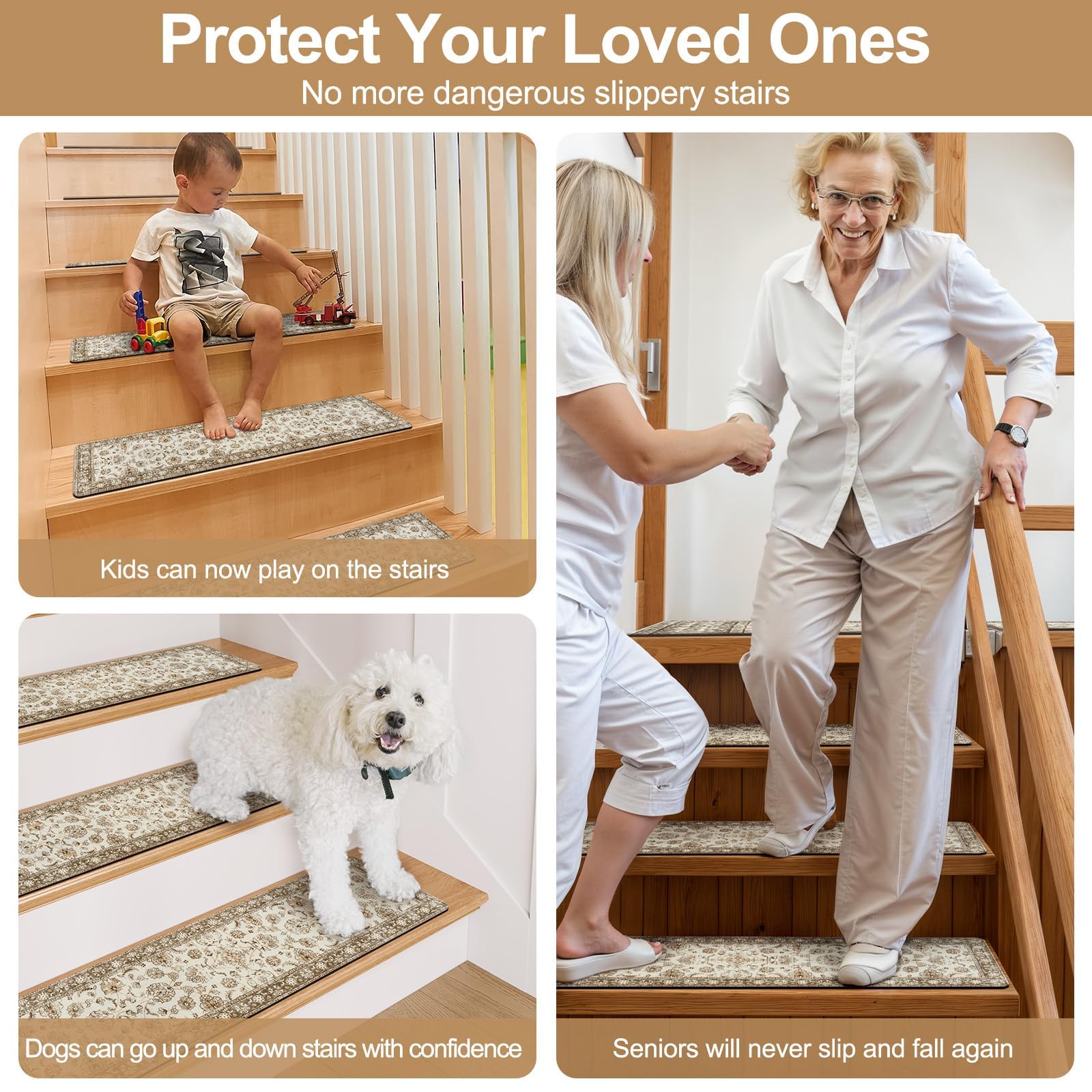 OJIA stair treads are washable and easy to clean for daily use.