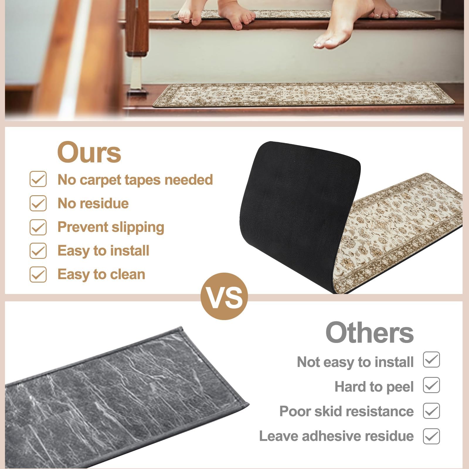 OJIA Vintage stair treads easy-clean routine keeps stairs tidy and presentable