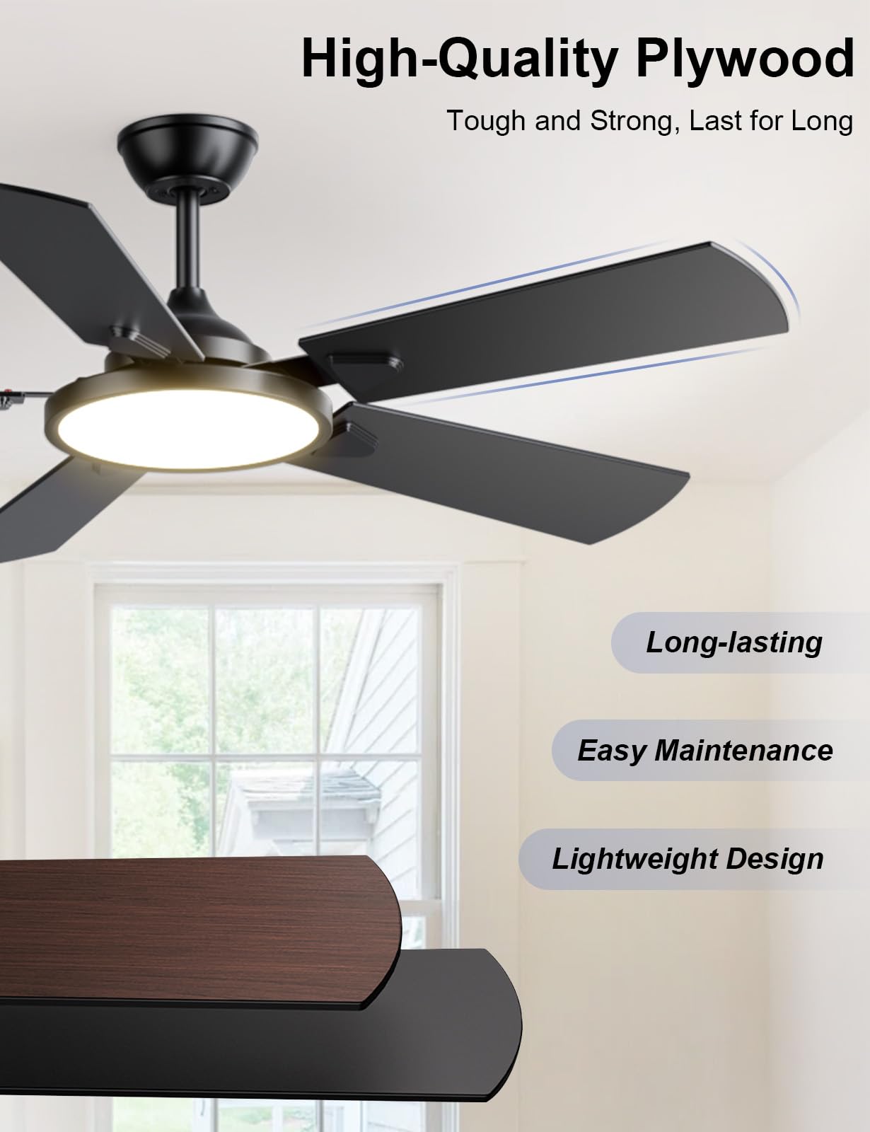 OJX ceiling fan for indoor and covered outdoor spaces
