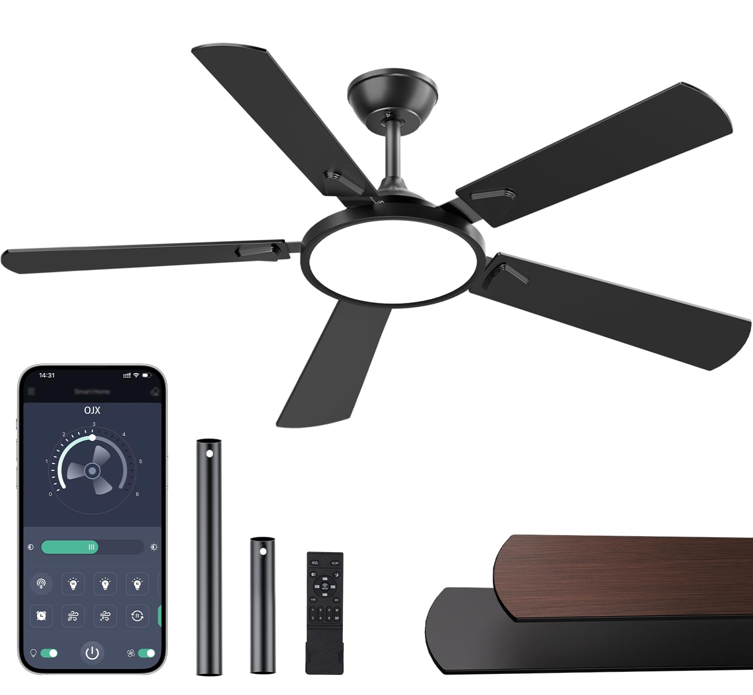 OJX ceiling fan with lights and remote control for easy airflow and lighting