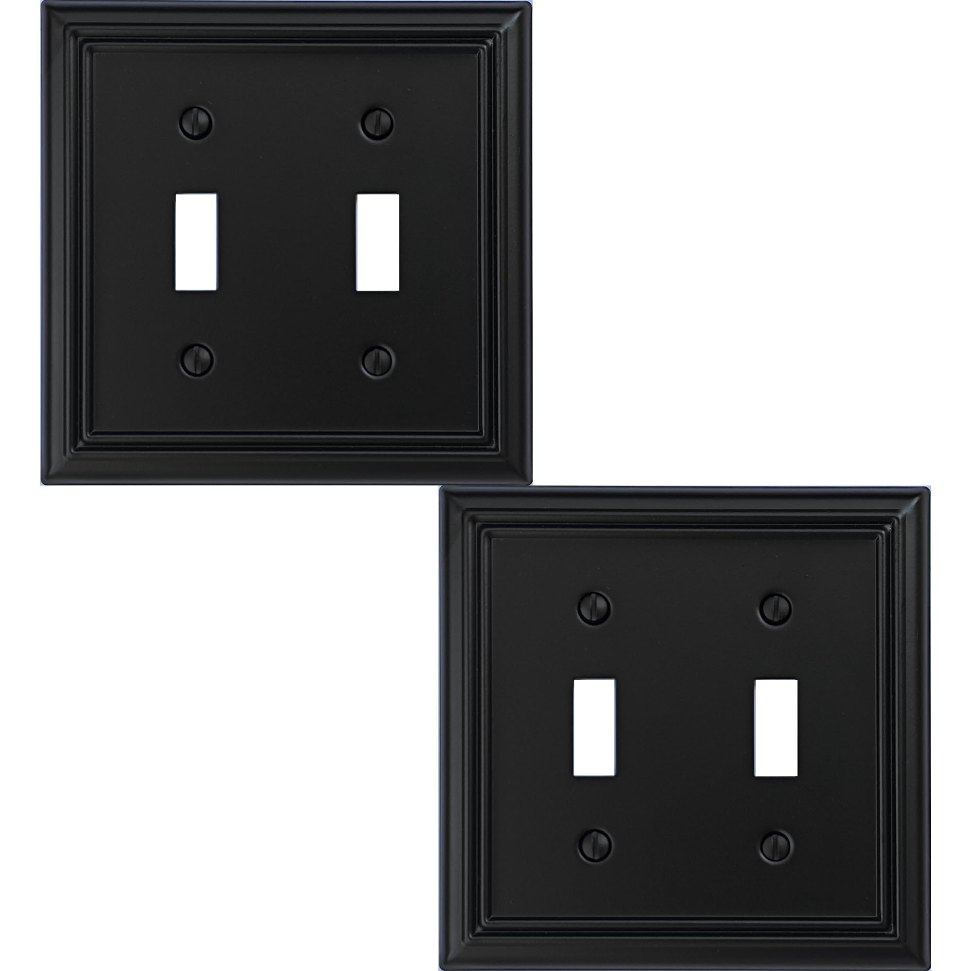 OKAWYC Adler black 2-gang double toggle wall plate for a sleek, durable switch cover.