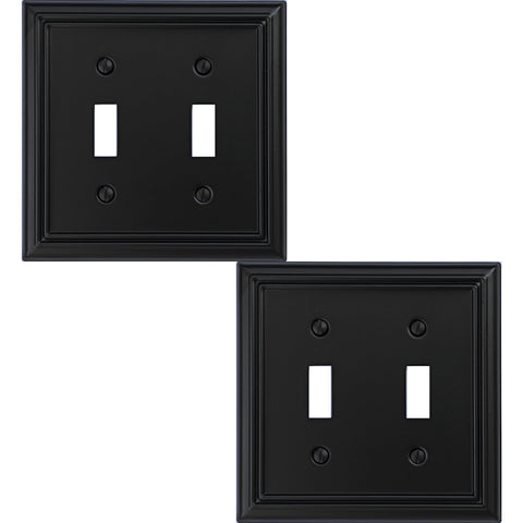 OKAWYC Adler black 2-gang double toggle wall plate for a sleek, durable switch cover.
