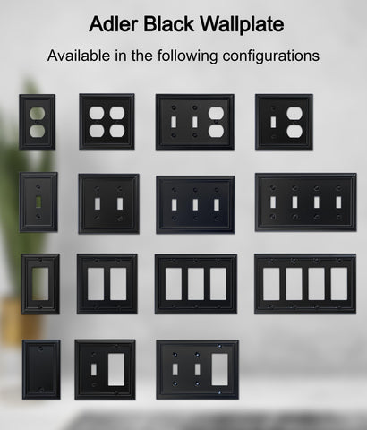 OKAWYC Adler black wall plate includes color-matching screws for easy installation.