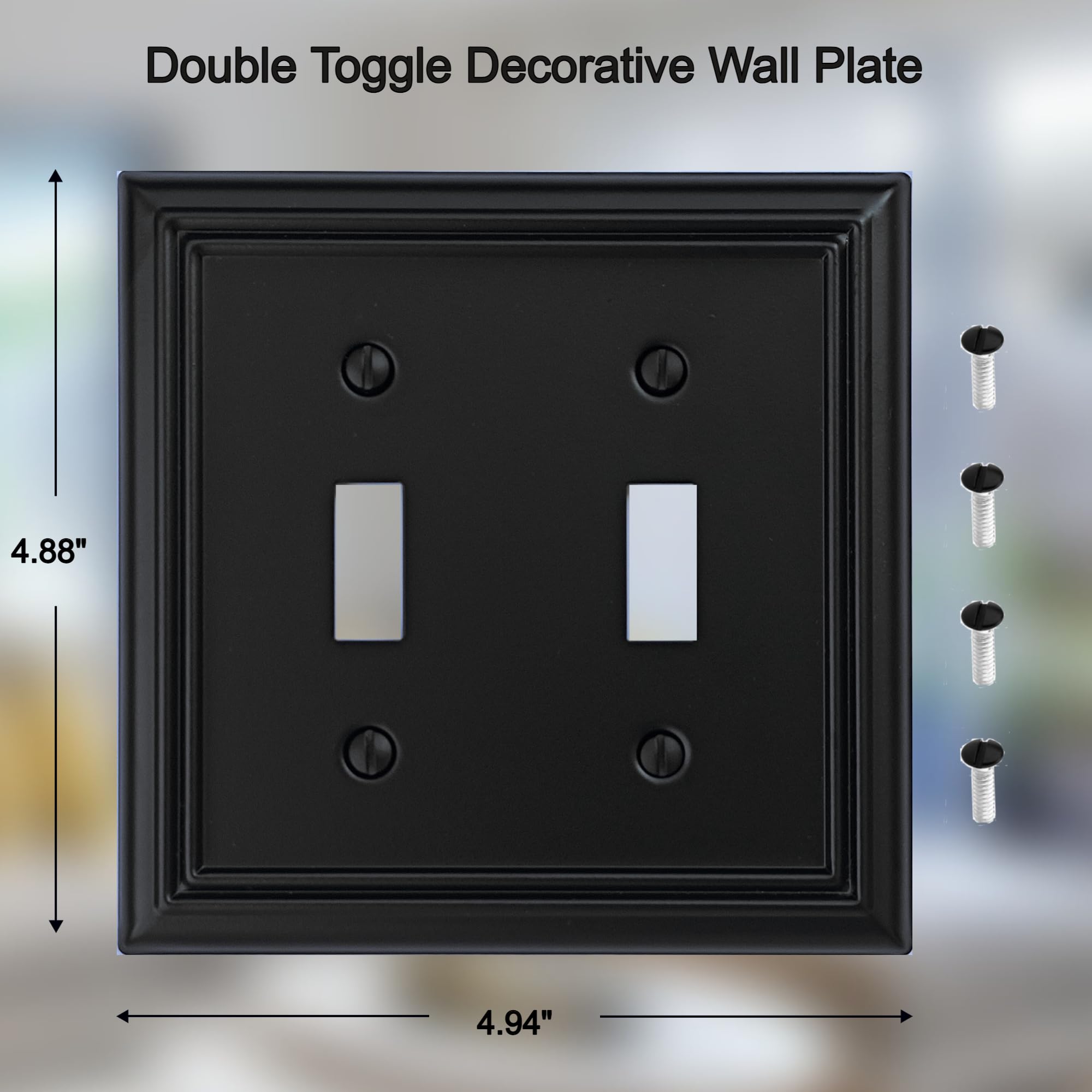 OKAWYC Adler black metal wall plate closeup highlighting corrosion-resistant construction.