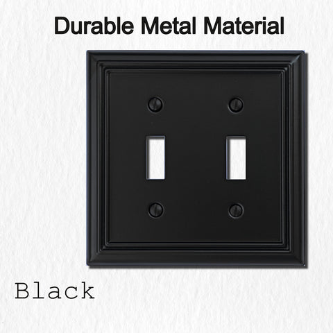 OKAWYC Adler black 2-gang wall plate in living room for cohesive decor.