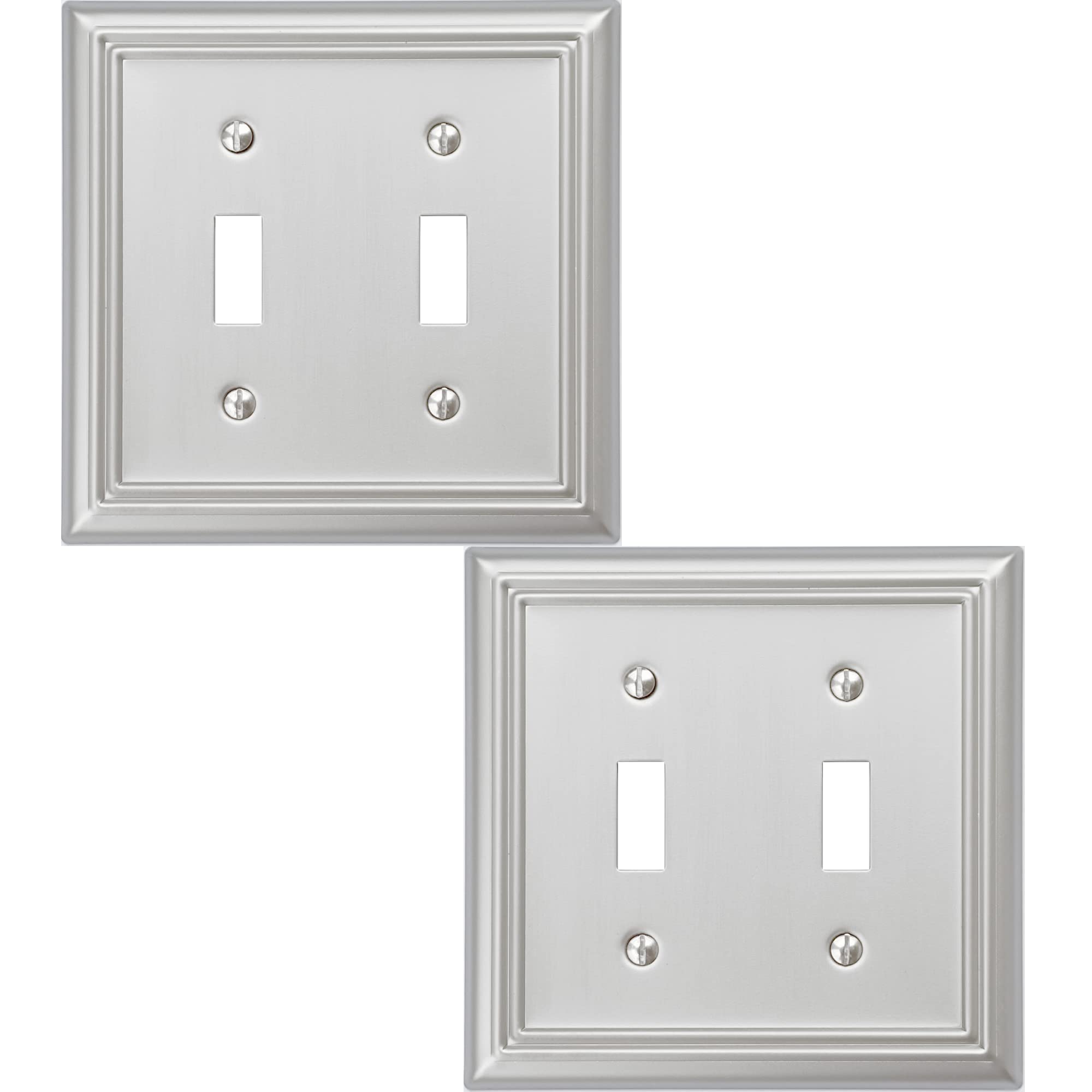 OKAWYC Adler double toggle cover front view with brushed nickel finish enhances modern decor