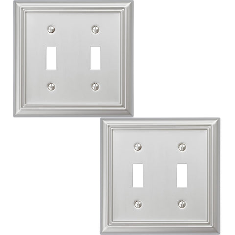 OKAWYC Adler double toggle cover front view with brushed nickel finish enhances modern decor