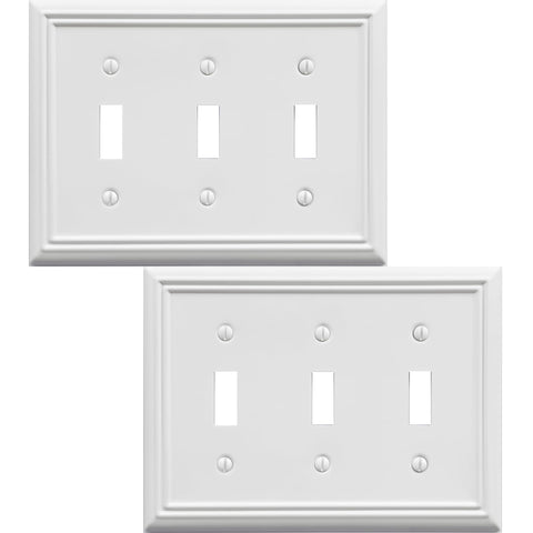 OKAWYC Adler metal wall plate white 3-gang durable for modern interiors