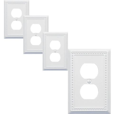 OKAWYC beaded wall plate 1-gang white elevates switch area with classic detail.