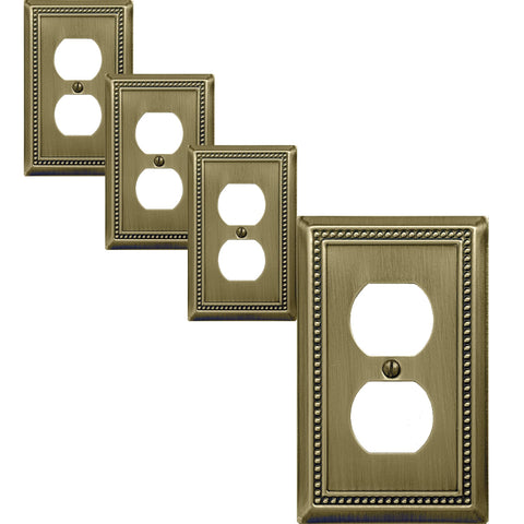 OKAWYC Belaire beaded-edge wall plate in antique brass for timeless decor