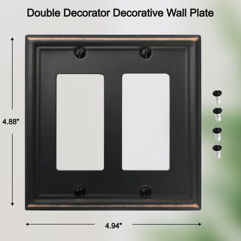 OKAWYC Luca Double Rocker Wall Plate; sturdy metal adds vintage charm and reliable switching.