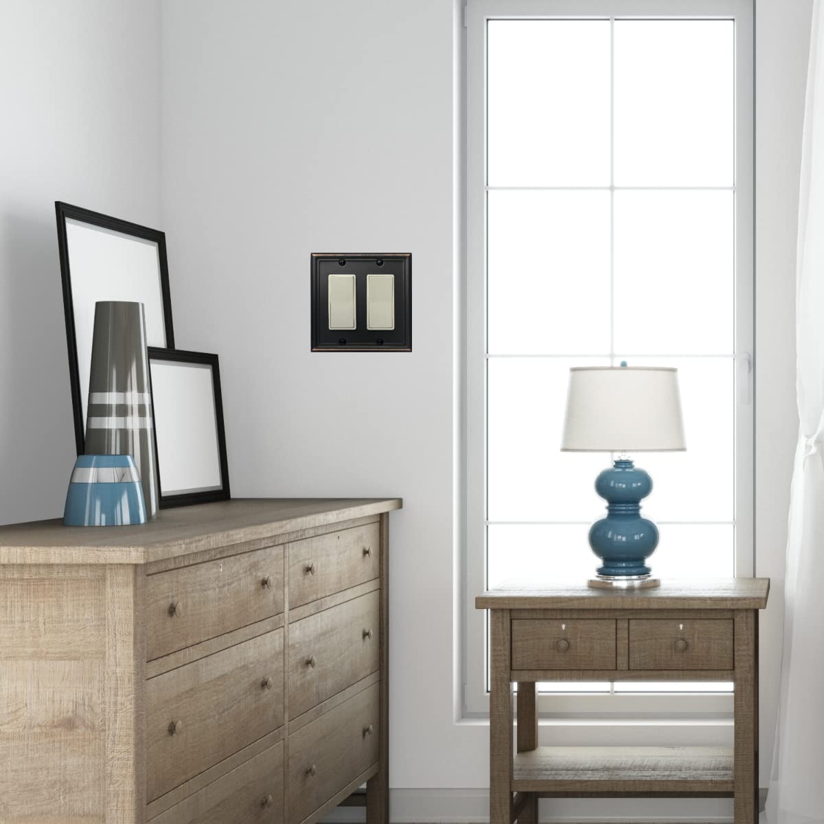 OKAWYC Luca 2-Gang Wall Plate; robust metal for high-traffic spaces.