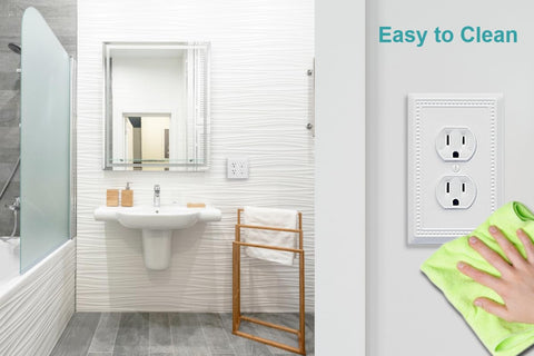 OKAWYC wall plate on wall setting enhances living room aesthetics.