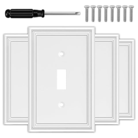 OKAYZIP white decorative switch cover 1-gang 4-pack enhances modern interiors.