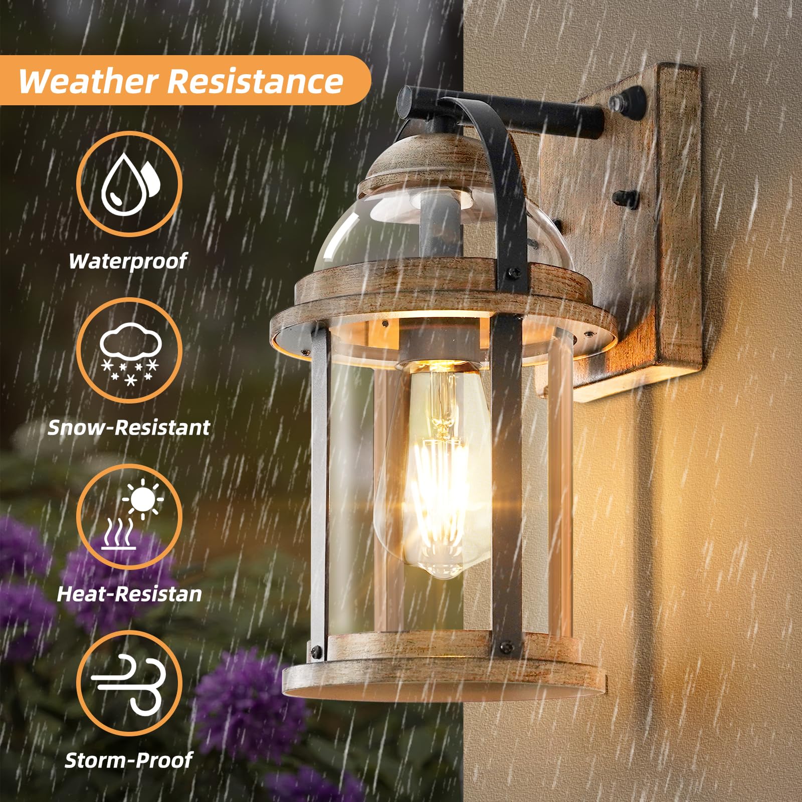 OKELI dusk-to-dawn outdoor wall light with clear glass shade brightens your exterior