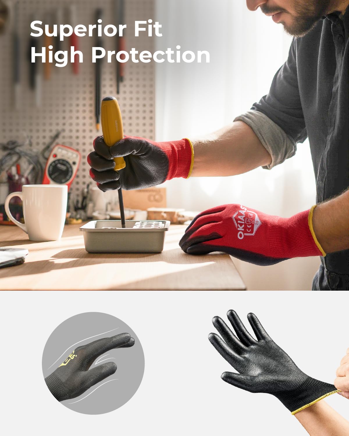 OKIAAS X-Large size gloves in a 12-pair bulk pack