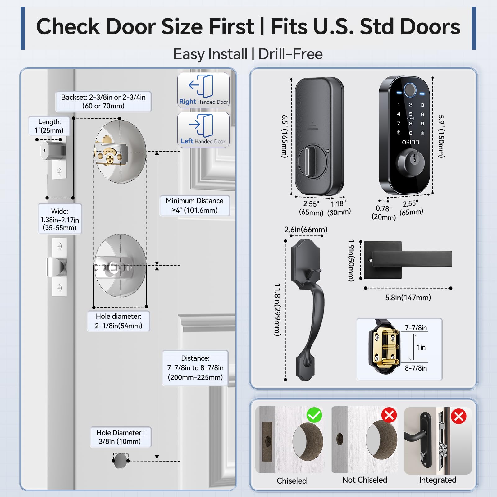OKIBB IP54 weatherproof rating label on exterior lock
