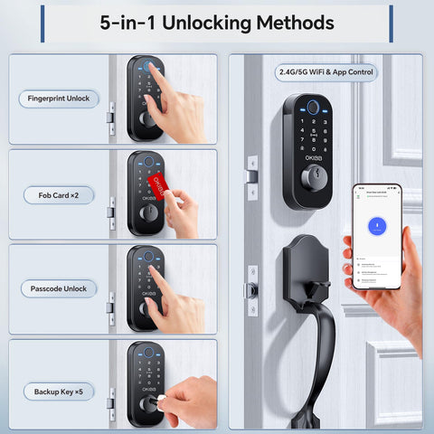 OKIBB smart lock keypad entry close view showing easy access