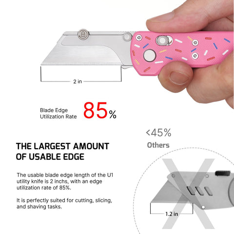 OKNIFE Otacle U1 pink G10 handle with doughnut accents for secure grip