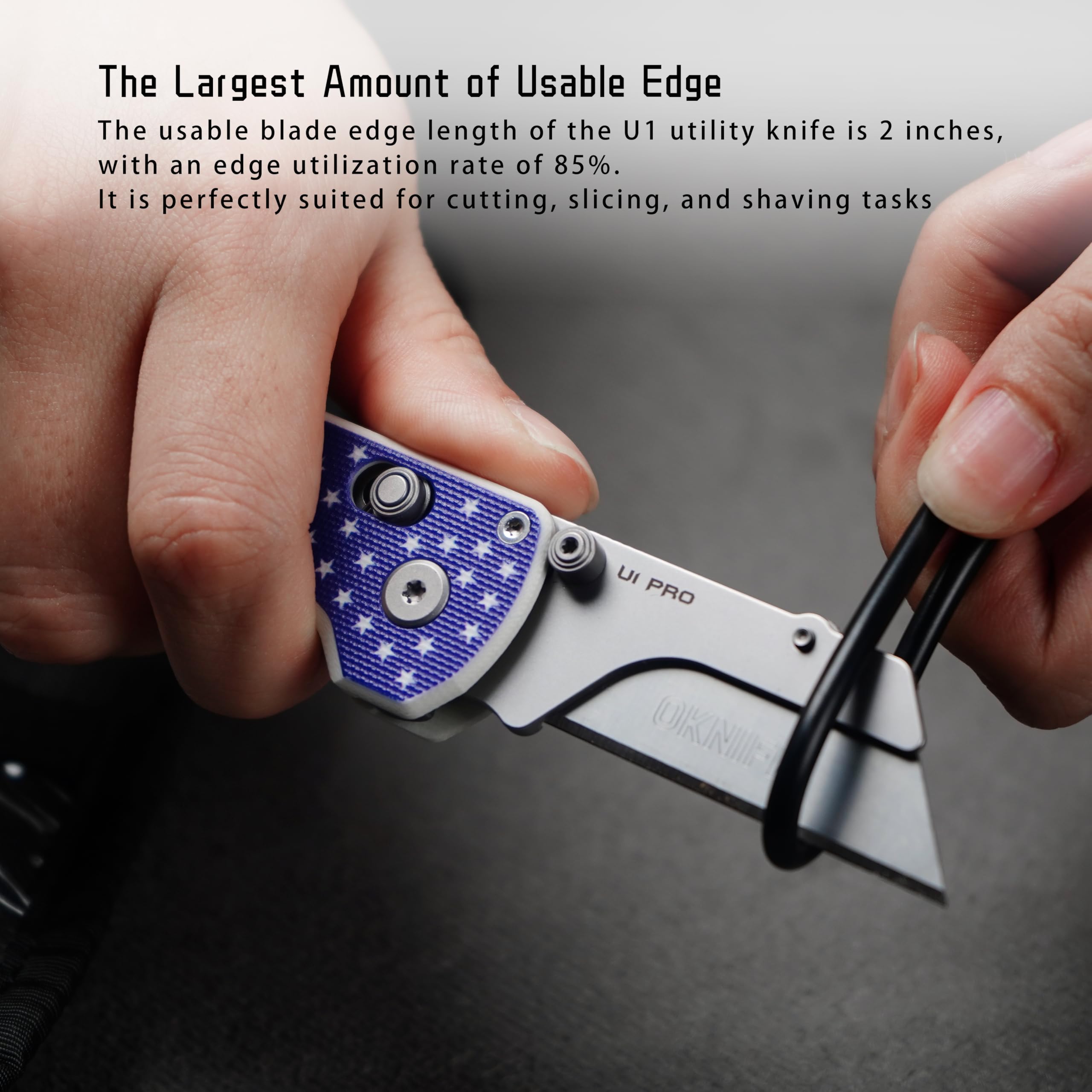 OKNIFE U1 Pro closed length of 3.7 inches for portability.