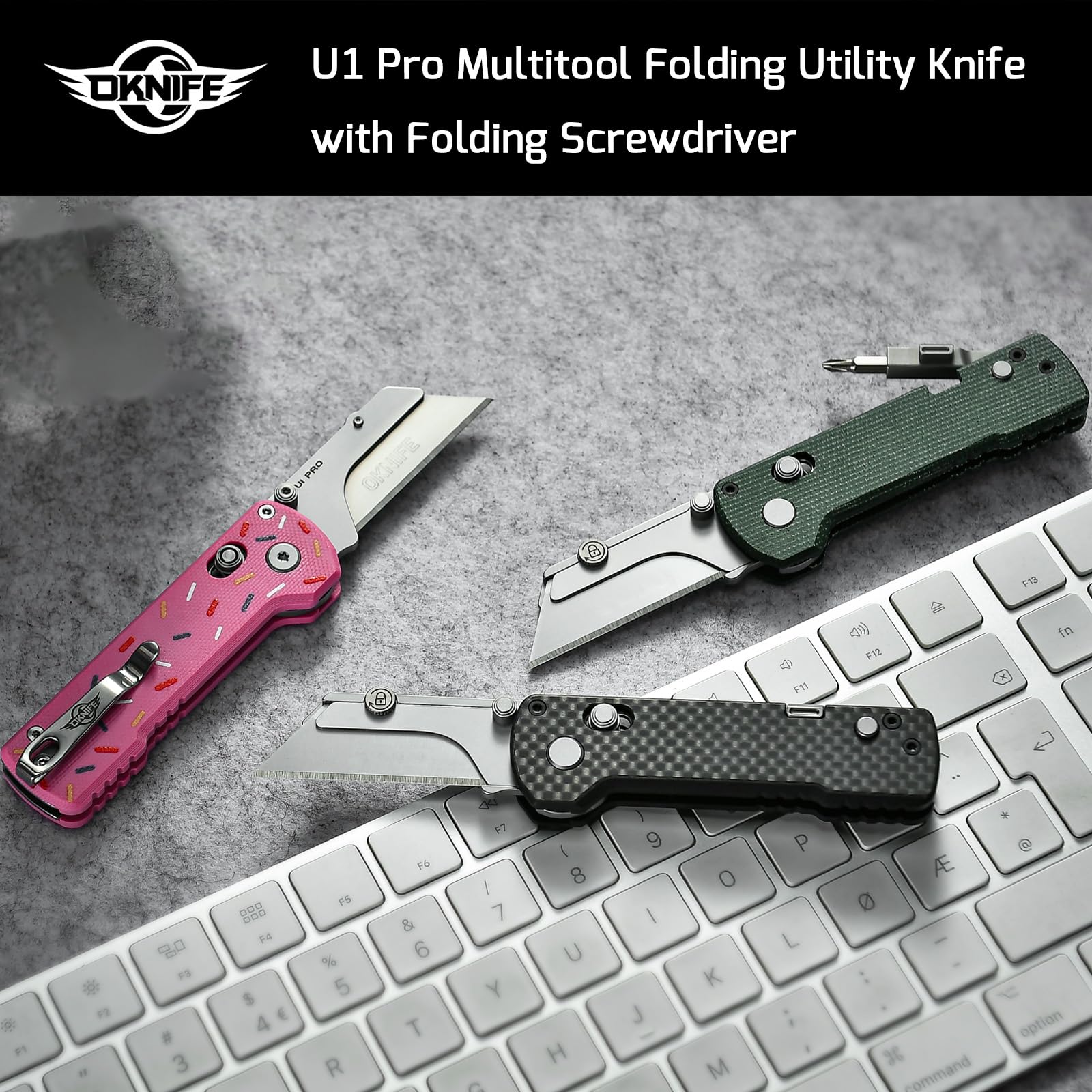OKNIFE U1 Pro with button lock and screwdriver readiness for steady use