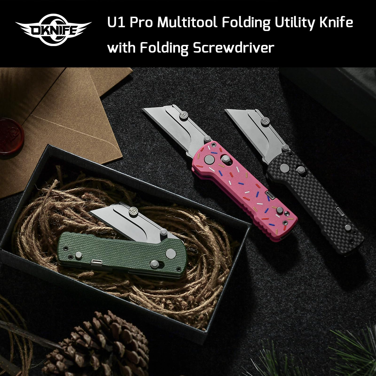 OKNIFE U1 Pro rail lock action secures blade during tough tasks