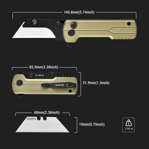 OKNIFE U1 Ultra ceramic blade resists rust for long-lasting sharpness.