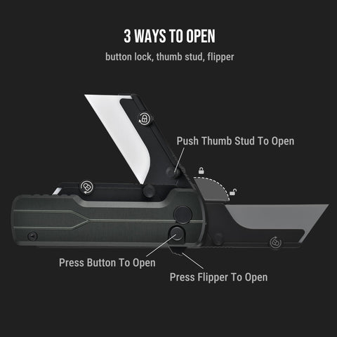 OKNIFE U1 Ultra three opening options enable quick one-handed deployment.