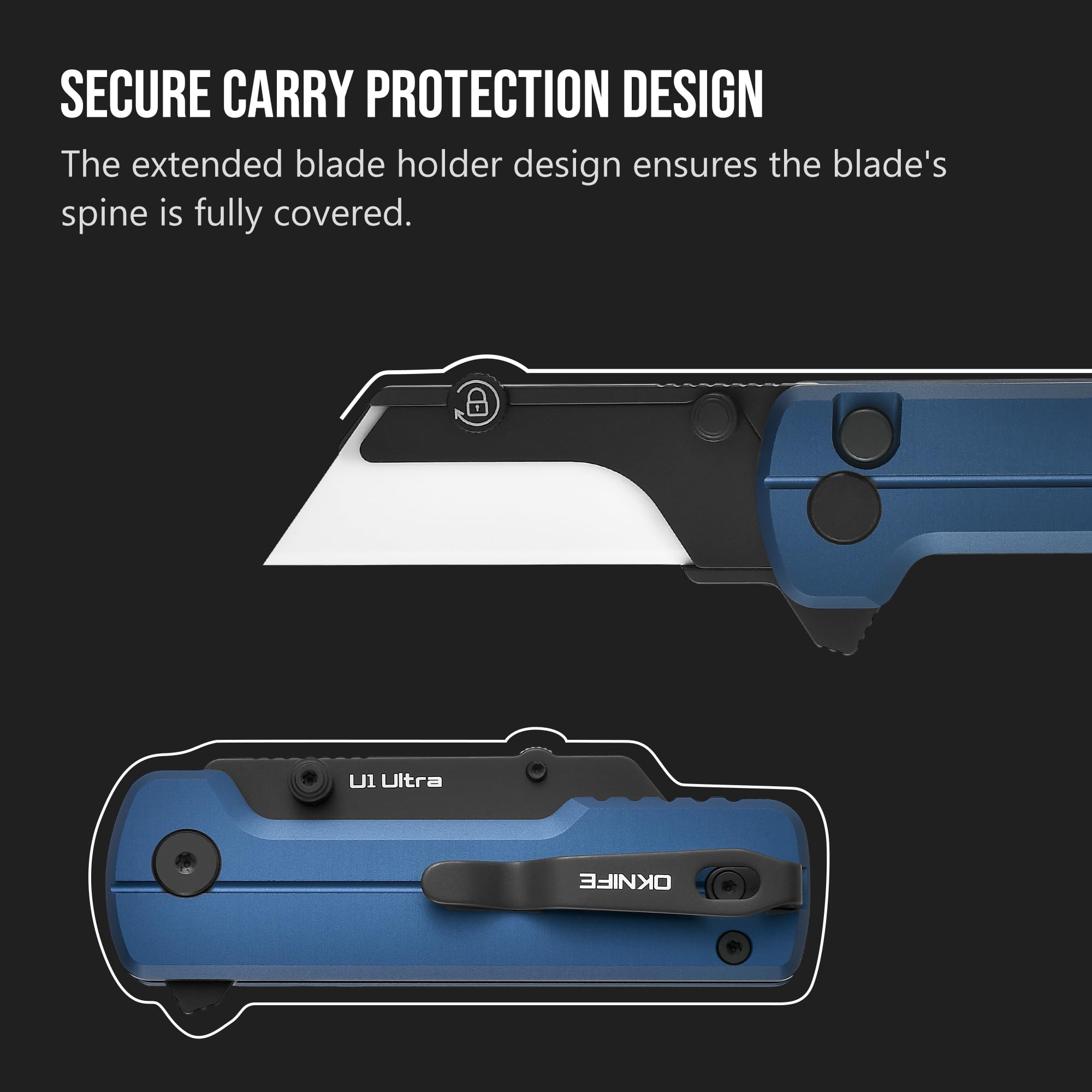 OKNIFE U1 deep-carry clip keeps knife discreet and ready